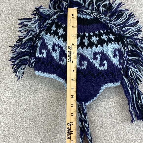 Wool Mohawk beanie hat made in Nepal fleece lined ski snowboard edgy skater - Picture 6 of 7